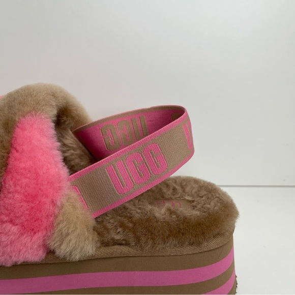 UGG Disco Stripe Fur Sandal Slide comfy Size 8 - Picture 4 of 12
